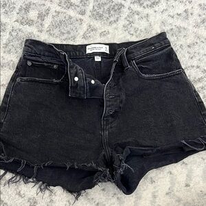 Abercrombie & Fitch Black High Rise Denim Shorts curve love black